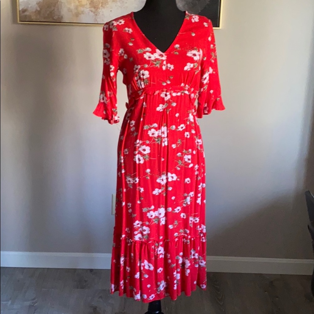 Red floral dress